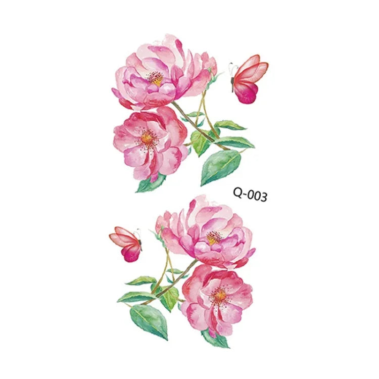 50 autocollants de tatouage littéraires petites fleurs fraîches Rose imperméable et durable pour le bras, Q-001, Q-002, Q-003, Q-012, Q-016, Q-017, Q-019, Q-022, Q-025, Q-029, Q-031, Q-032