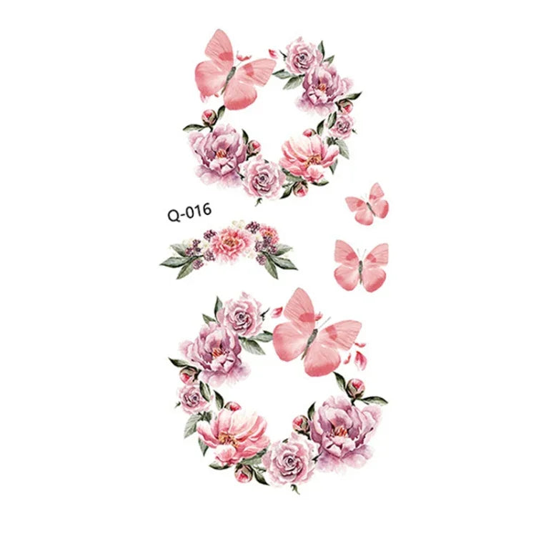 50 autocollants de tatouage littéraires petites fleurs fraîches Rose imperméable et durable pour le bras, Q-001, Q-002, Q-003, Q-012, Q-016, Q-017, Q-019, Q-022, Q-025, Q-029, Q-031, Q-032