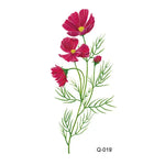 50 autocollants de tatouage littéraires petites fleurs fraîches Rose imperméable et durable pour le bras, Q-001, Q-002, Q-003, Q-012, Q-016, Q-017, Q-019, Q-022, Q-025, Q-029, Q-031, Q-032