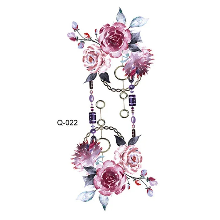 50 autocollants de tatouage littéraires petites fleurs fraîches Rose imperméable et durable pour le bras, Q-001, Q-002, Q-003, Q-012, Q-016, Q-017, Q-019, Q-022, Q-025, Q-029, Q-031, Q-032