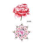 50 autocollants de tatouage littéraires petites fleurs fraîches Rose imperméable et durable pour le bras, Q-001, Q-002, Q-003, Q-012, Q-016, Q-017, Q-019, Q-022, Q-025, Q-029, Q-031, Q-032