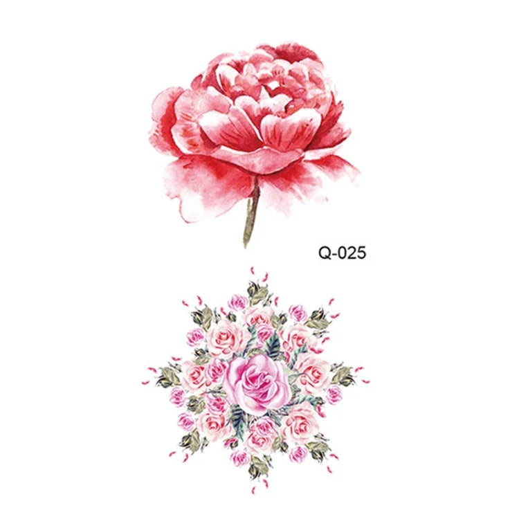 50 autocollants de tatouage littéraires petites fleurs fraîches Rose imperméable et durable pour le bras, Q-001, Q-002, Q-003, Q-012, Q-016, Q-017, Q-019, Q-022, Q-025, Q-029, Q-031, Q-032