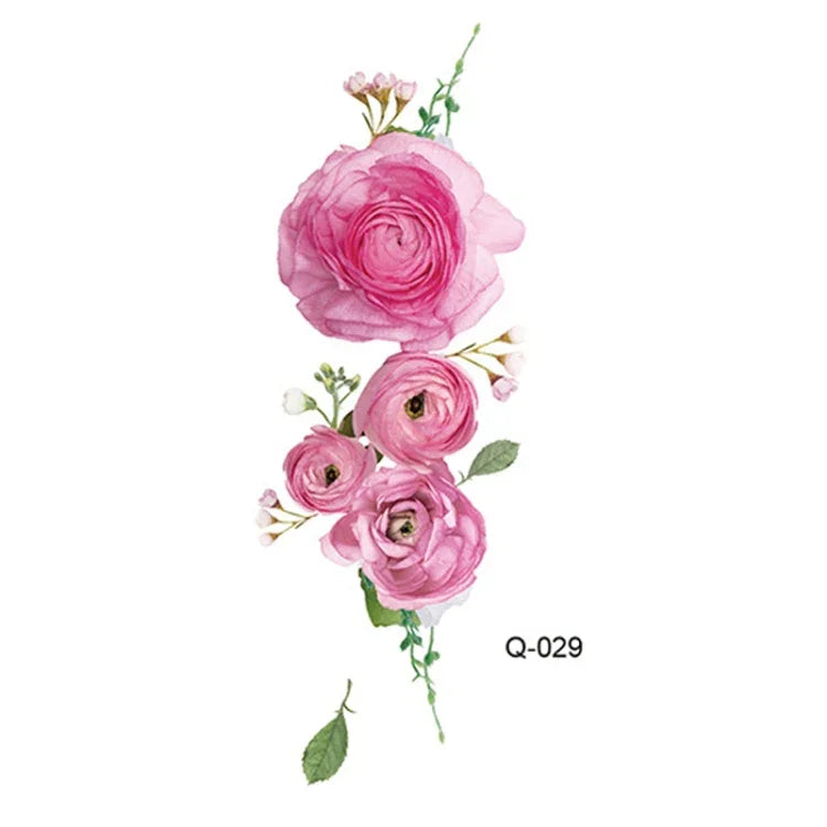 50 autocollants de tatouage littéraires petites fleurs fraîches Rose imperméable et durable pour le bras, Q-001, Q-002, Q-003, Q-012, Q-016, Q-017, Q-019, Q-022, Q-025, Q-029, Q-031, Q-032