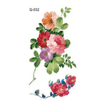 50 autocollants de tatouage littéraires petites fleurs fraîches Rose imperméable et durable pour le bras, Q-001, Q-002, Q-003, Q-012, Q-016, Q-017, Q-019, Q-022, Q-025, Q-029, Q-031, Q-032