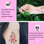 50 autocollants de tatouage littéraires petites fleurs fraîches Rose imperméable et durable pour le bras, Q-001, Q-002, Q-003, Q-012, Q-016, Q-017, Q-019, Q-022, Q-025, Q-029, Q-031, Q-032