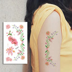 50 autocollants de tatouage littéraires petites fleurs fraîches Rose imperméable et durable pour le bras, Q-001, Q-002, Q-003, Q-012, Q-016, Q-017, Q-019, Q-022, Q-025, Q-029, Q-031, Q-032