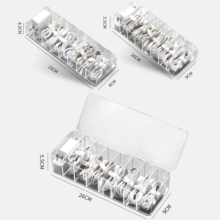 Boîte de rangement pour ligne de stockage de poussière Boîte de finition Boîte de rangement de câble de données de bureau, Spécification: 8 Grilles de base, 8 Grilles de base, 8 Grilles améliorées, 8 Grilles améliorées avec couvercle