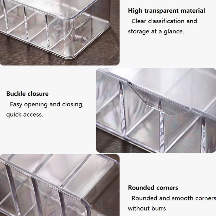 Boîte de rangement pour ligne de stockage de poussière Boîte de finition Boîte de rangement de câble de données de bureau, Spécification: 8 Grilles de base, 8 Grilles de base, 8 Grilles améliorées, 8 Grilles améliorées avec couvercle