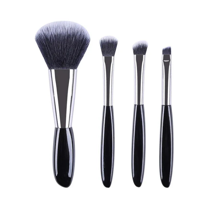 Lot de 4 pinceaux de maquillage galets noirs, pinceau fard à paupières, pinceau fond de teint, pinceau de maquillage portable, style : pinceau nu.