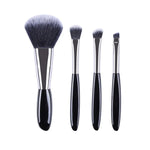 Lot de 4 pinceaux de maquillage galets noirs, pinceau fard à paupières, pinceau fond de teint, pinceau de maquillage portable, style : pinceau nu.