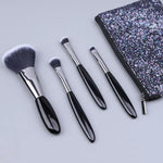 Lot de 4 pinceaux de maquillage galets noirs, pinceau fard à paupières, pinceau fond de teint, pinceau de maquillage portable, style : pinceau nu.