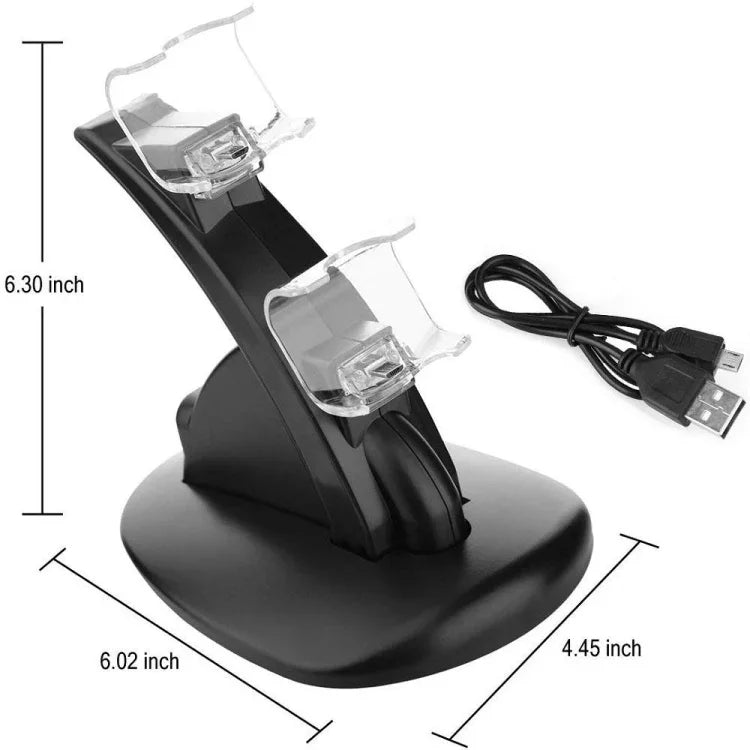 Station de charge LED double port USB pour manettes PS4/PS4 Pro/PS4 Slim, compatible Sony PlayStation 4 (PS4/PS4 Pro/PS4 Slim).
