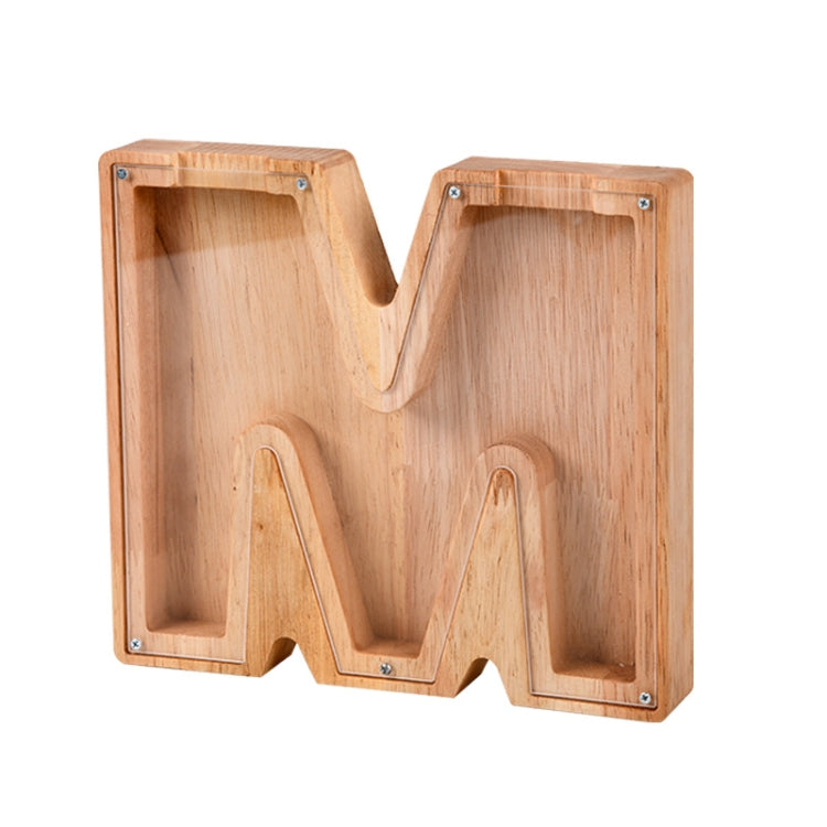Tirelire en bois avec alphabet anglais, tirelire transparente en acrylique