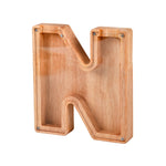 Tirelire en bois avec alphabet anglais, tirelire transparente en acrylique