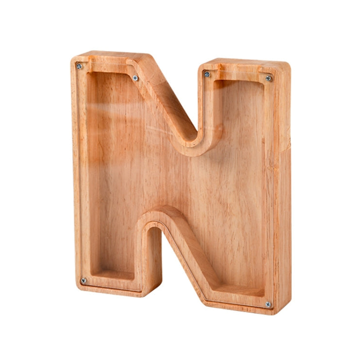 Tirelire en bois avec alphabet anglais, tirelire transparente en acrylique