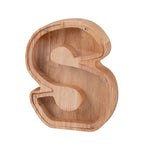 Tirelire en bois avec alphabet anglais, tirelire transparente en acrylique