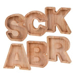 Tirelire en bois avec alphabet anglais, tirelire transparente en acrylique