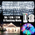 Guirlande lumineuse tube pour décoration de fête, lumière LED pour jardin avec télécommande, Spécifications : 7m 50 LED USB, 12m 100 LED USB