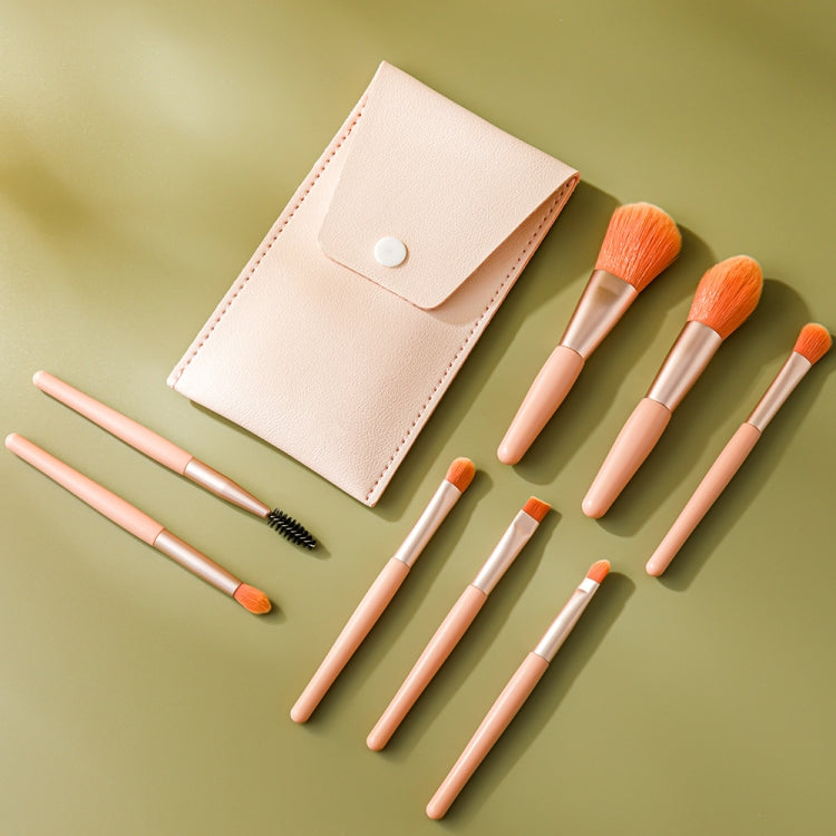Mini ensemble de 8 pinceaux de maquillage en bois, portables, pour poudre libre