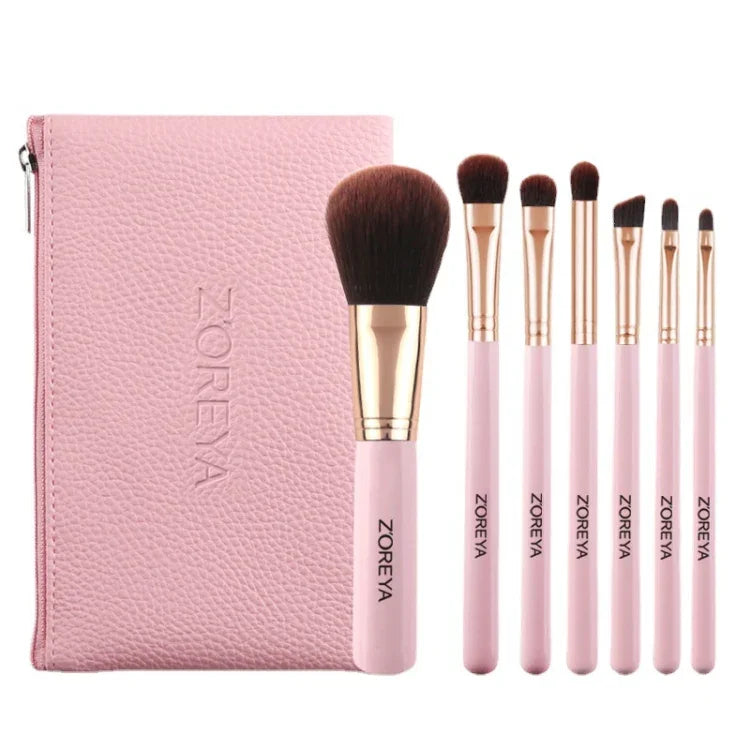 ZOREYA ZS744 Lot de 7 pinceaux de maquillage Outils de beauté Pinceau, Rose + Pochette, Noir + Pochette, Rose + Boîte en fer, Noir + Boîte en fer