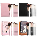 ZOREYA ZS744 Lot de 7 pinceaux de maquillage Outils de beauté Pinceau, Rose + Pochette, Noir + Pochette, Rose + Boîte en fer, Noir + Boîte en fer