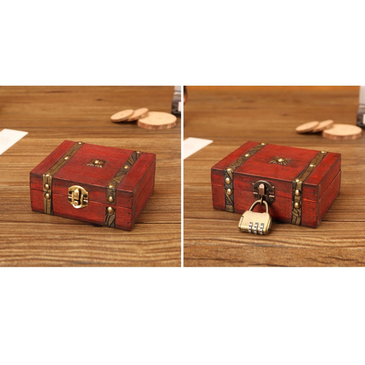 Boîte à Bijoux Double Ceinture en Bois Antique, Spécification :, Boucle Originale, Avec Verrouillage par Mot de Passe