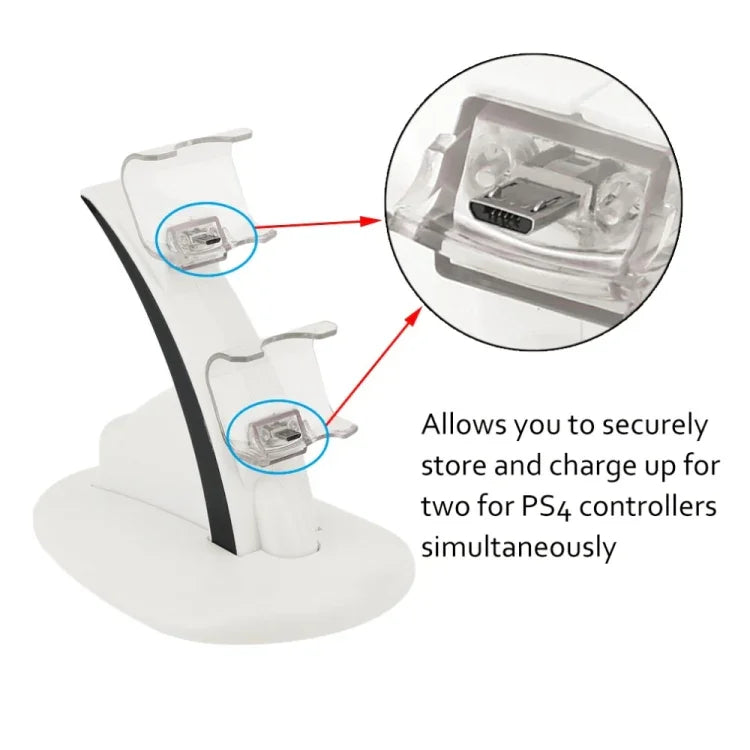 Support de charge double pour manettes IPLAY avec micro-USB et poignée, compatible PS4 et Xbox One. Compatible avec les manettes PS4 et Xbox One.