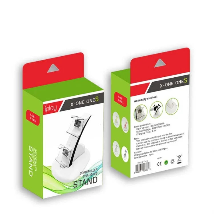 Support de charge double pour manettes IPLAY avec micro-USB et poignée, compatible PS4 et Xbox One. Compatible avec les manettes PS4 et Xbox One.