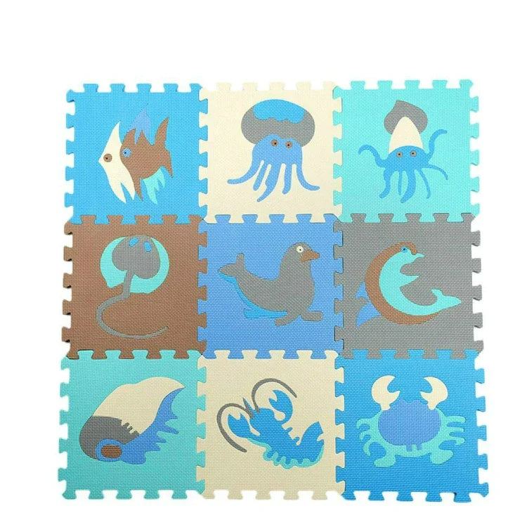 Ensemble de 9 tapis en mousse EVA marine modulables pour enfants, jouets éducatifs puzzle antidérapants et anti-chute pour ramper
