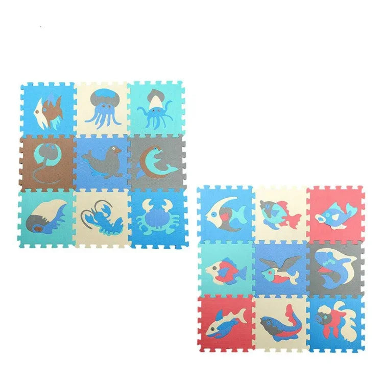 Ensemble de 9 tapis en mousse EVA marine modulables pour enfants, jouets éducatifs puzzle antidérapants et anti-chute pour ramper