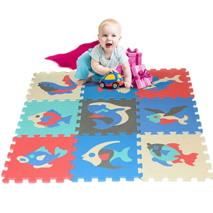 Ensemble de 9 tapis en mousse EVA marine modulables pour enfants, jouets éducatifs puzzle antidérapants et anti-chute pour ramper