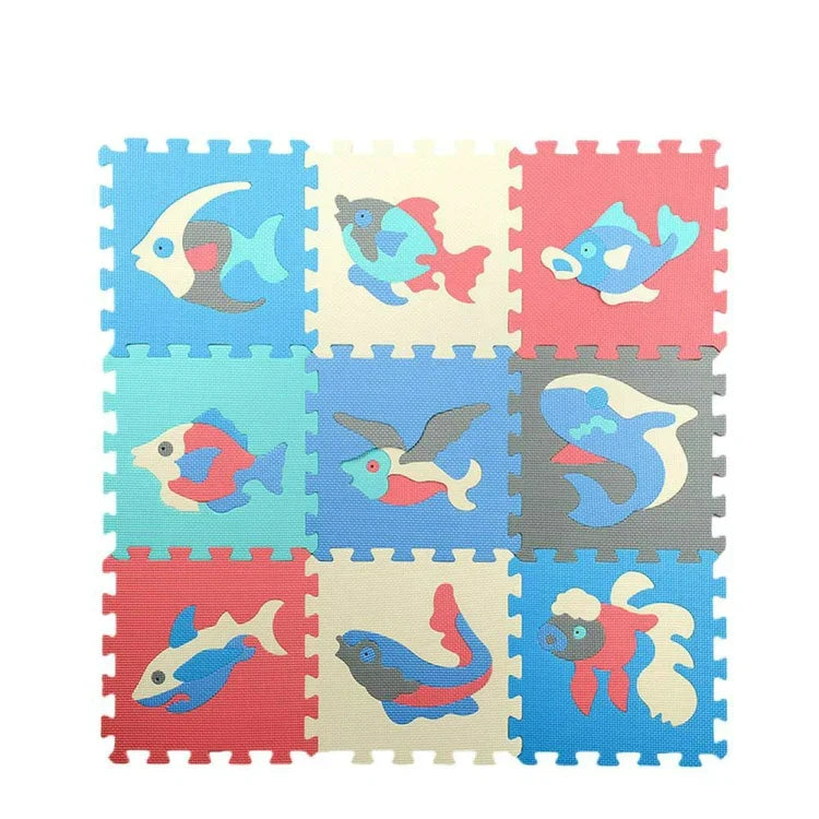 Ensemble de 9 tapis en mousse EVA marine modulables pour enfants, jouets éducatifs puzzle antidérapants et anti-chute pour ramper