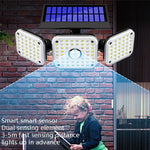 Appliques murales solaires rotatives à 3 têtes, à détecteur de mouvement, étanches, pour jardin et rue, 112 LED, 138 LED, 132 COB
