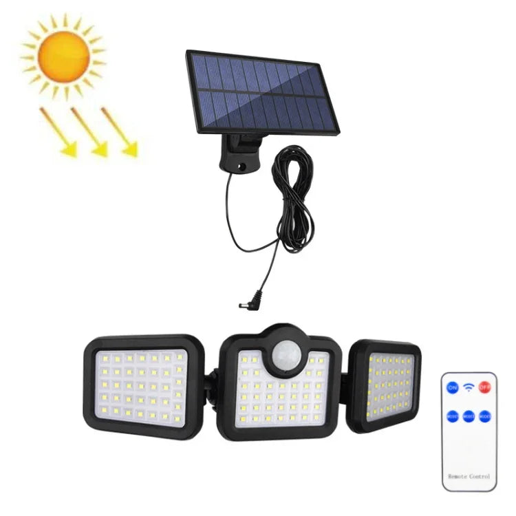 TG-TY075 Applique Murale Solaire 3 Têtes Rotatives, Détection Corporelle, Étanche pour Jardin Extérieur, Style :, 138 LED Séparables, 108 LED Séparables, 171 COB Séparables, 122 LED Séparables