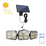 TG-TY075 Applique Murale Solaire 3 Têtes Rotatives, Détection Corporelle, Étanche pour Jardin Extérieur, Style :, 138 LED Séparables, 108 LED Séparables, 171 COB Séparables, 122 LED Séparables