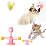 Jouet drôle de chat Spring Man, jouet de chat à ventouse, plume de chat drôle, balle de chat drôle, jaune, rose, marron