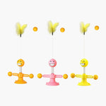 Jouet drôle de chat Spring Man, jouet de chat à ventouse, plume de chat drôle, balle de chat drôle, jaune, rose, marron