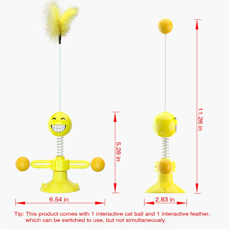 Jouet drôle de chat Spring Man, jouet de chat à ventouse, plume de chat drôle, balle de chat drôle, jaune, rose, marron