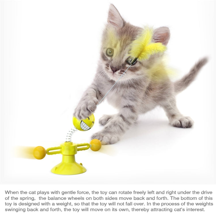 Jouet drôle de chat Spring Man, jouet de chat à ventouse, plume de chat drôle, balle de chat drôle, jaune, rose, marron