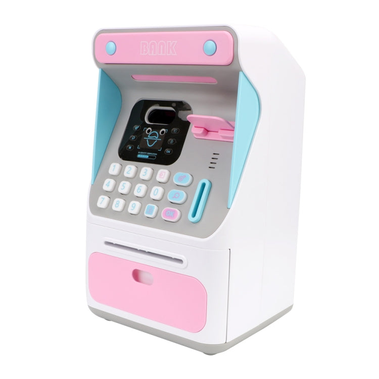 8010 Tirelire Distributeur Automatique de Billets avec Reconnaissance Faciale Simulée et Mot de Passe, Tirelire Automatique à Roulement d'Argent,Style:, Rose, Bleu, Version Rechargeable Rose, Version Rechargeable Bleue