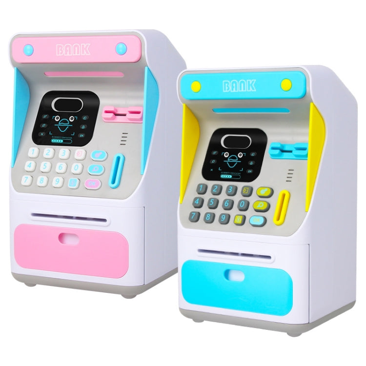 8010 Tirelire Distributeur Automatique de Billets avec Reconnaissance Faciale Simulée et Mot de Passe, Tirelire Automatique à Roulement d'Argent,Style:, Rose, Bleu, Version Rechargeable Rose, Version Rechargeable Bleue