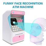 8010 Tirelire Distributeur Automatique de Billets avec Reconnaissance Faciale Simulée et Mot de Passe, Tirelire Automatique à Roulement d'Argent,Style:, Rose, Bleu, Version Rechargeable Rose, Version Rechargeable Bleue
