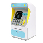 8010 Tirelire Distributeur Automatique de Billets avec Reconnaissance Faciale Simulée et Mot de Passe, Tirelire Automatique à Roulement d'Argent,Style:, Rose, Bleu, Version Rechargeable Rose, Version Rechargeable Bleue