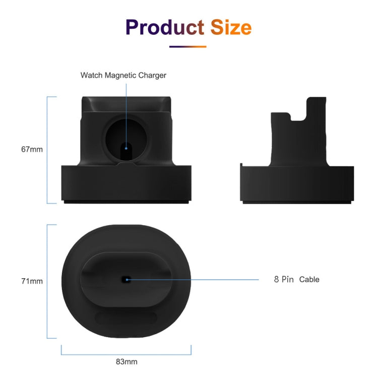 Support de chargement de montre intelligente 2 en 1, support de chargement de montre en silicone de bureau pour Apple Watch, noir, blanc, rose, bleu profond, gris