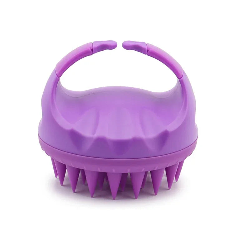Brosse de massage ronde en silicone pour le lavage des cheveux (utilisation sèche et humide) multifonction, rose, violette, verte, noire, bleue, rouge, jaune, grise