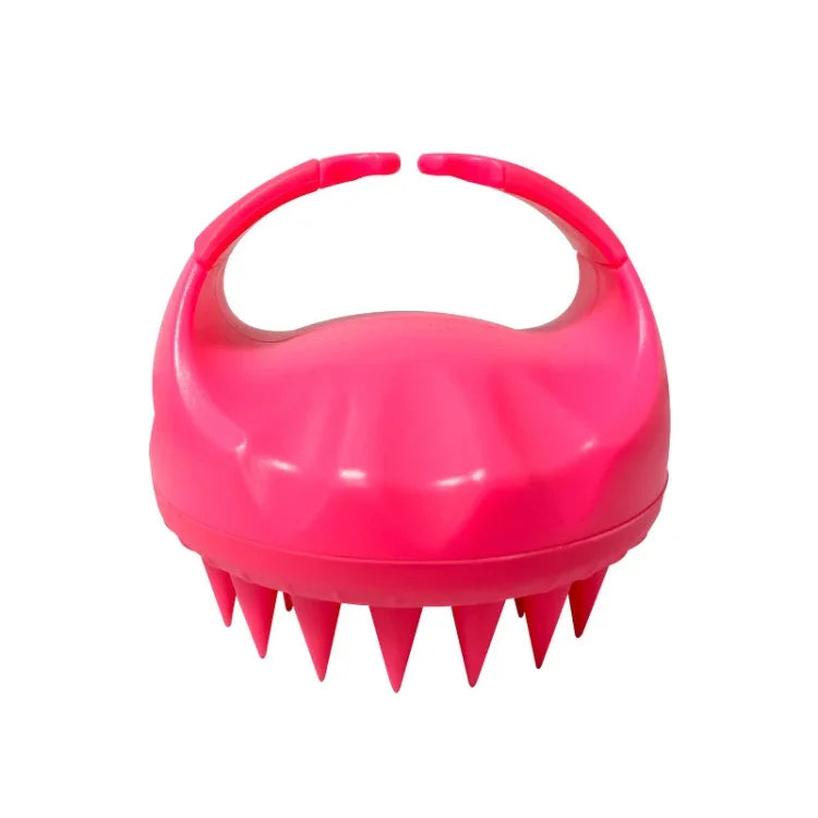 Brosse de massage ronde en silicone pour le lavage des cheveux (utilisation sèche et humide) multifonction, rose, violette, verte, noire, bleue, rouge, jaune, grise