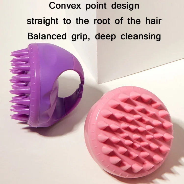 Brosse de massage ronde en silicone pour le lavage des cheveux (utilisation sèche et humide) multifonction, rose, violette, verte, noire, bleue, rouge, jaune, grise
