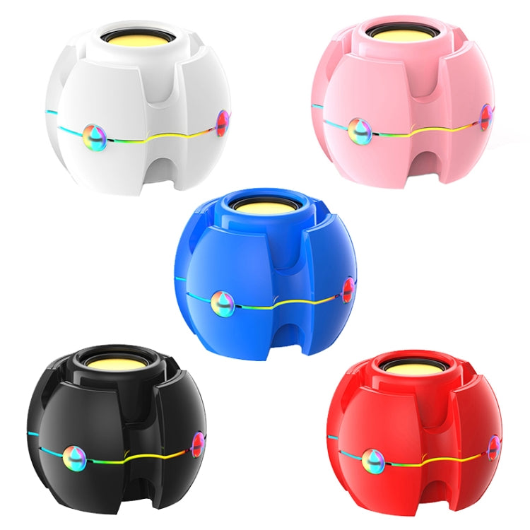 Effet lumière RGB Gyro forme enceinte Bluetooth sans fil, Blanc, Rose, Bleu, Noir, Rouge