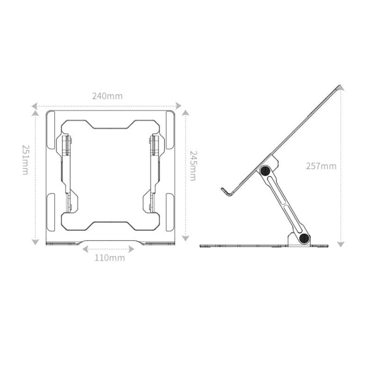 Support pliable intégré pour ordinateur portable Dissipation thermique creuse Support de bureau plat, Gris sidéral, Argent lunaire