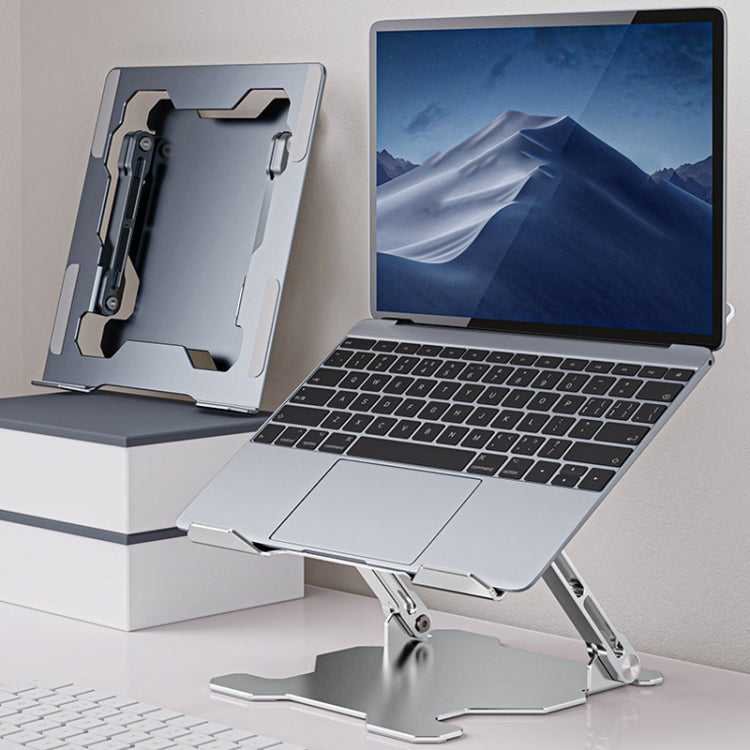 Support pliable intégré pour ordinateur portable Dissipation thermique creuse Support de bureau plat, Gris sidéral, Argent lunaire